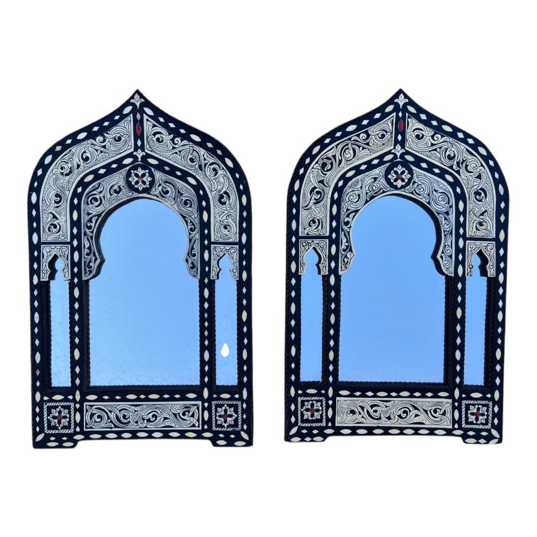 White Bone Inlay Mirror, Moroccan Moorish Arch (40x24)