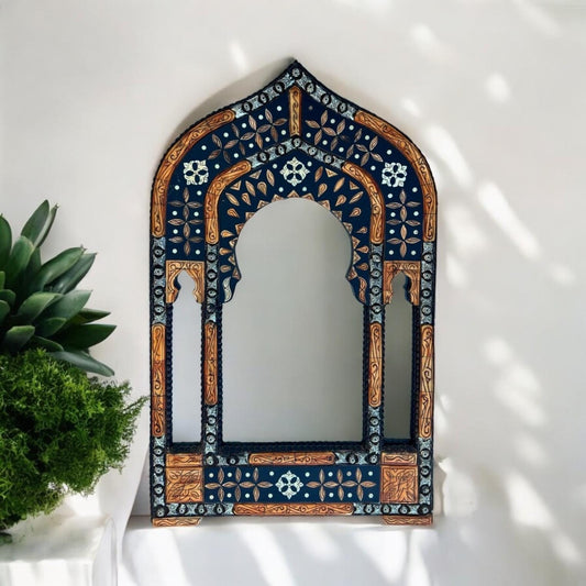 One of a kind vintage moroccan mirror for your bedroom, unique Berber African bathroom sink mirror