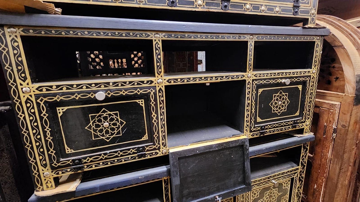 Hand Painted Moroccan Cabinet: Moorish Style TV Stand, Bedroom Furniture