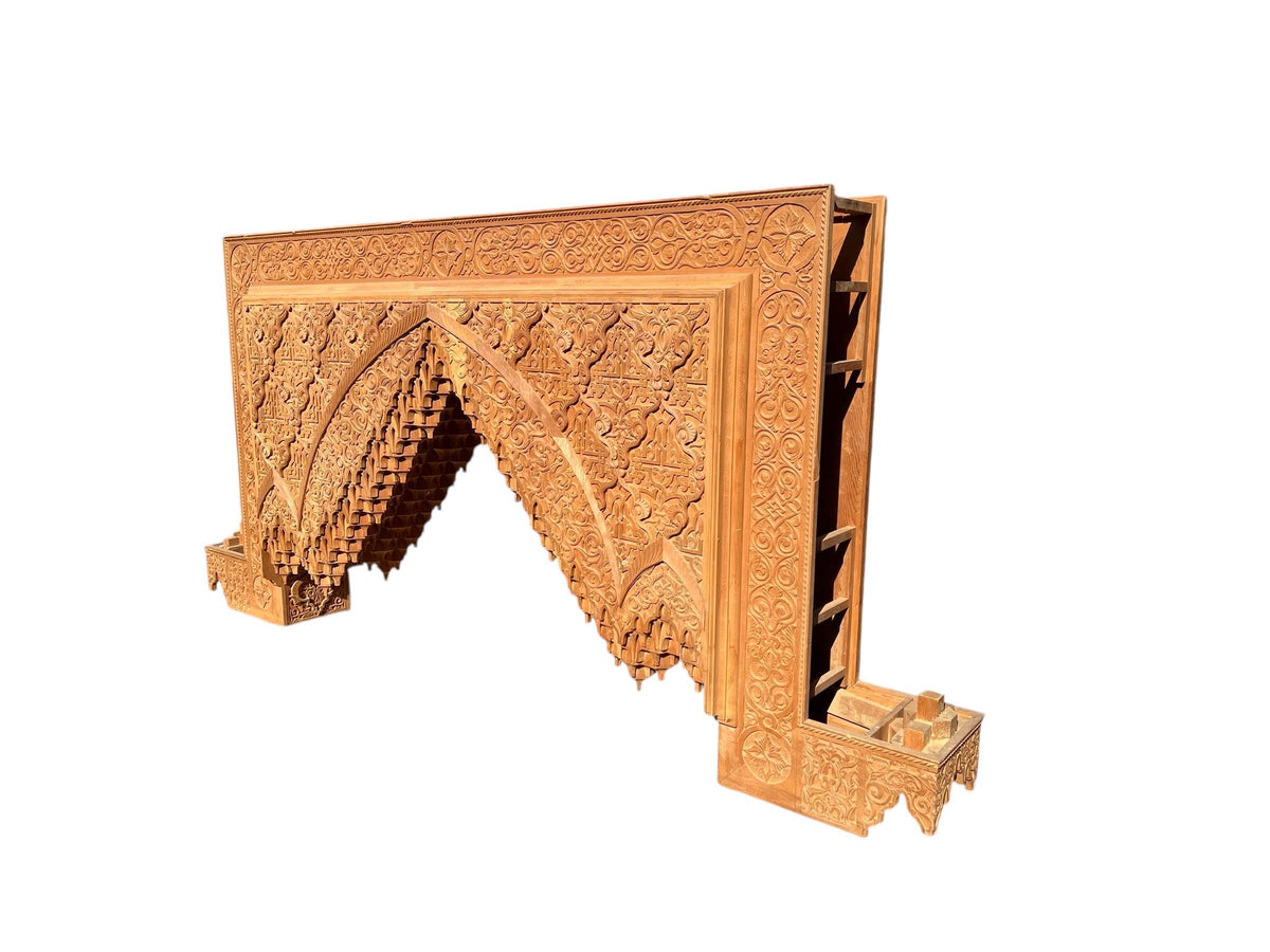 Hand Carved  Moroccan vintage Wooden Moorish Arch | Alhambra Palace architecture