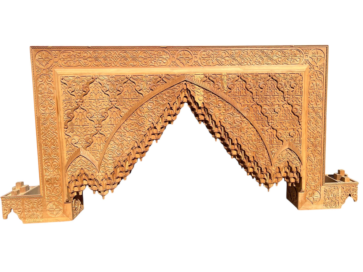 Hand Carved  Moroccan vintage Wooden Moorish Arch | Alhambra Palace architecture