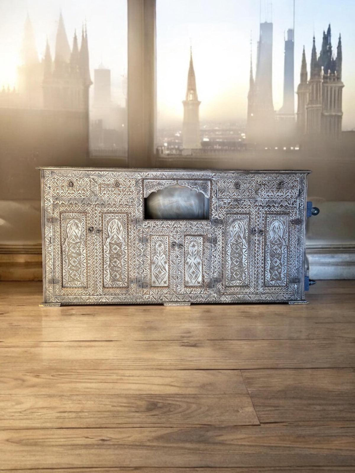 Handmade Moroccan Carved Wood Buffet - Moorish Dresser