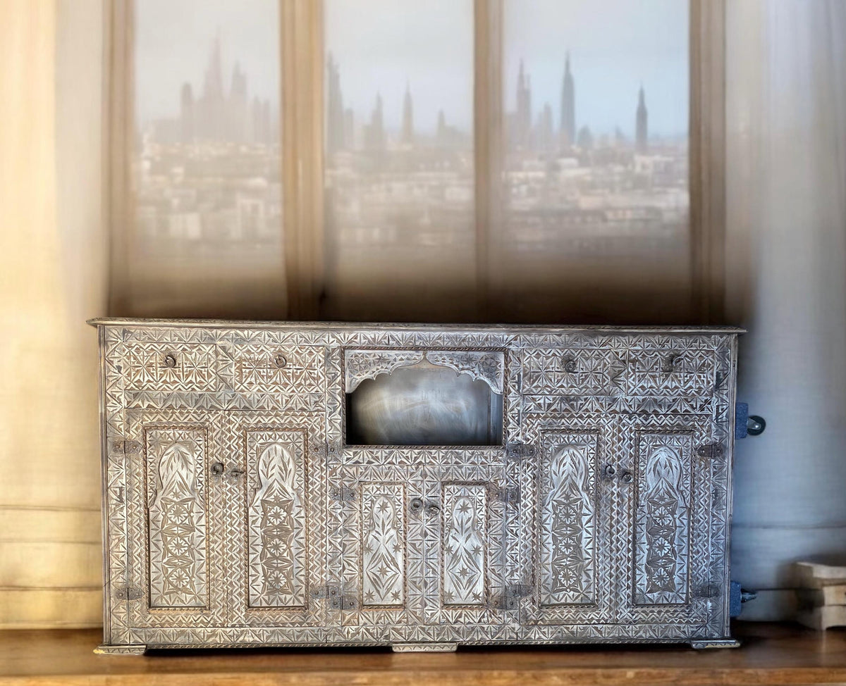 Handmade Moroccan Carved Wood Buffet - Moorish Dresser