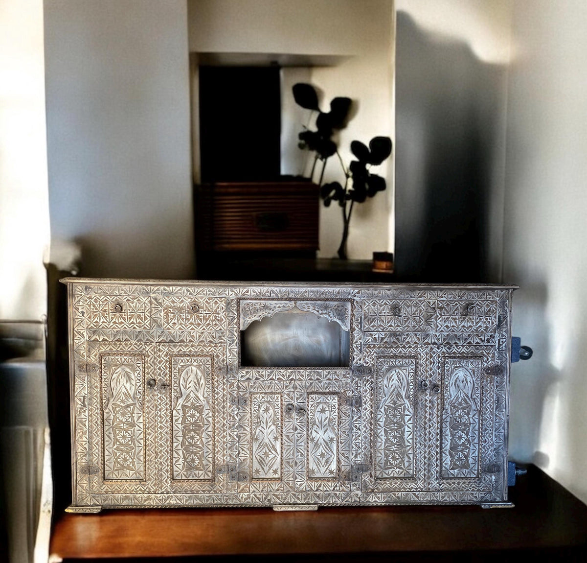 Handmade Moroccan Carved Wood Buffet - Moorish Dresser