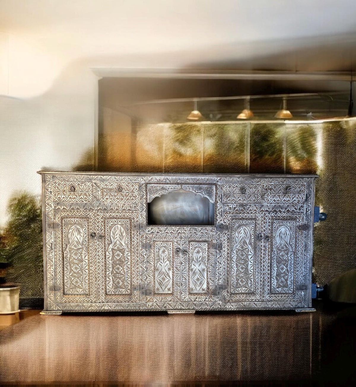 Handmade Moroccan Carved Wood Buffet - Moorish Dresser