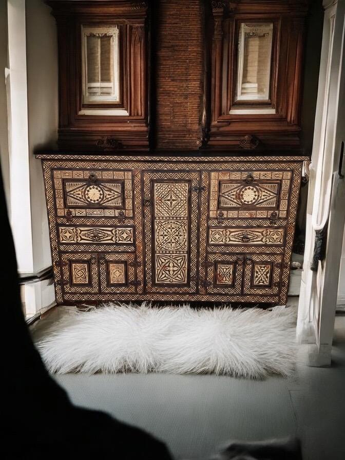 Zebra african cabinet | Hand carved Moroccan buffet | Bedroom furniture wooden credenza
