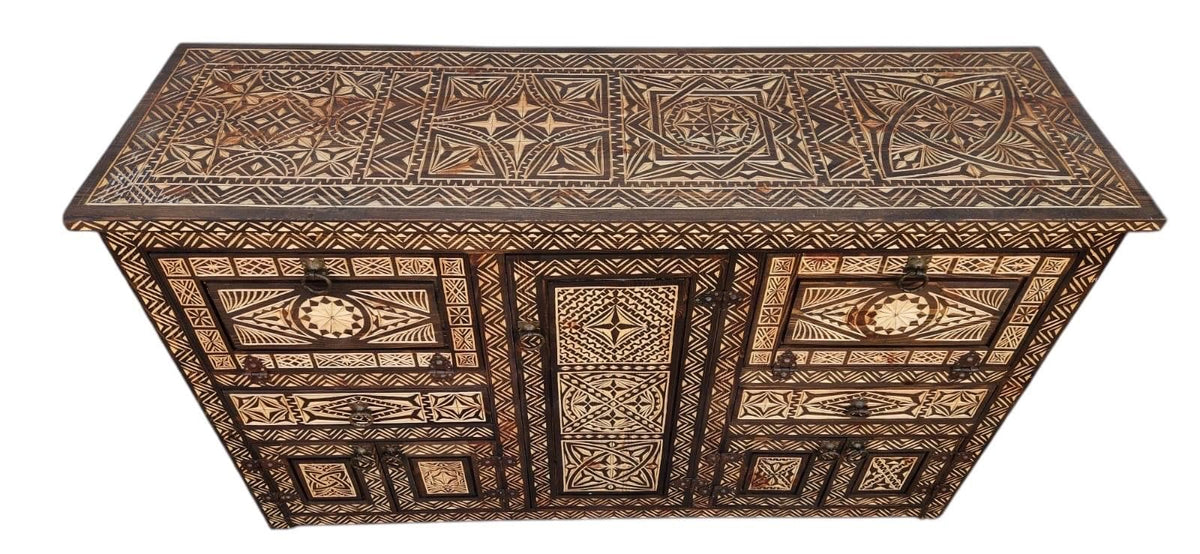 Zebra african cabinet | Hand carved Moroccan buffet | Bedroom furniture wooden credenza