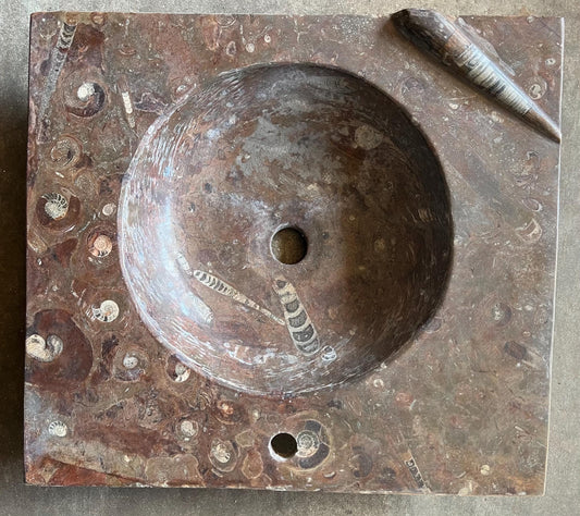 Fossil Marble Sink, Moroccan Sahara Vessel Basin, Unique Design
