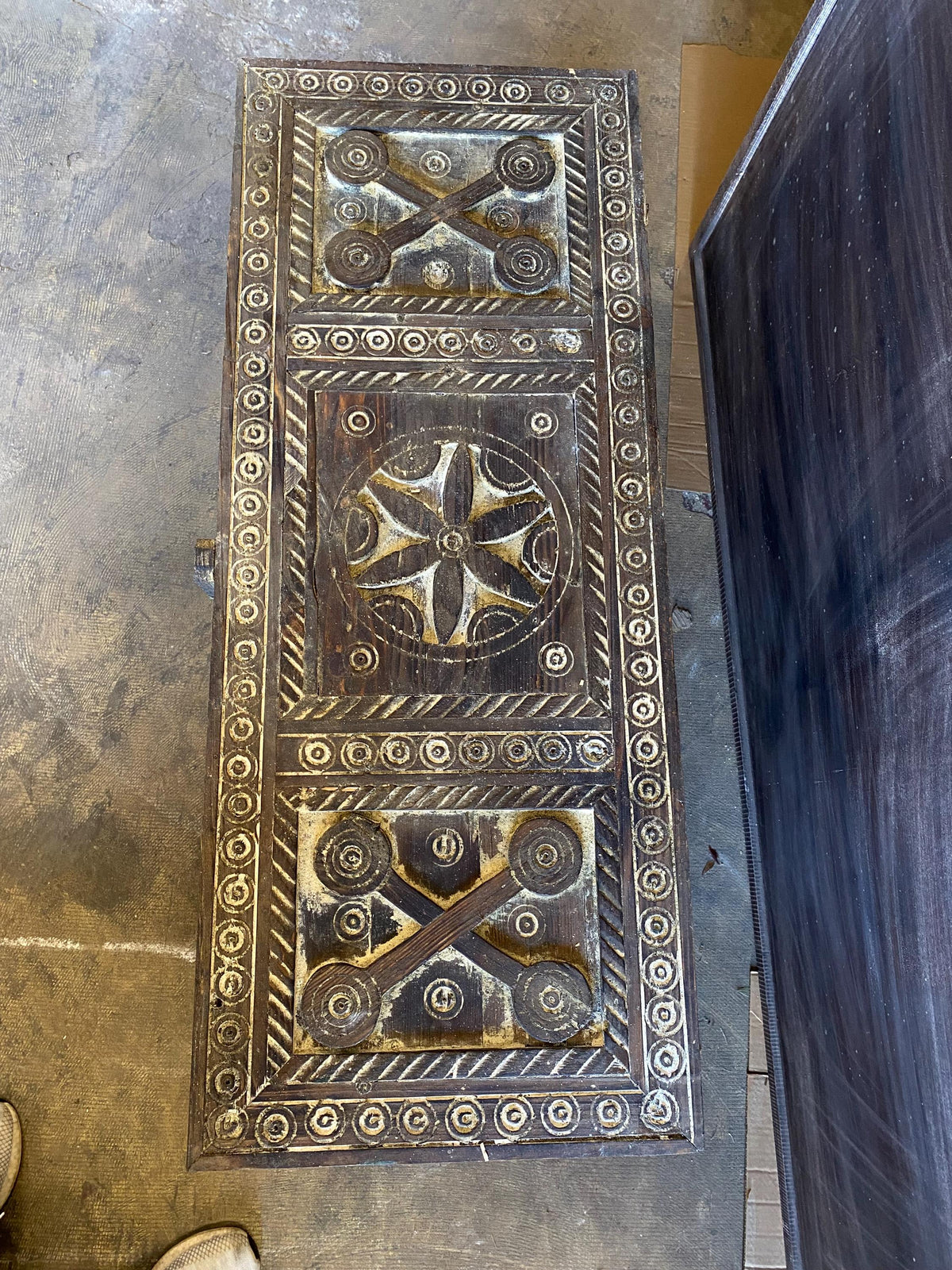 Handmade Carved Wood Chest: Moroccan Berber, 40x16.5x24.5