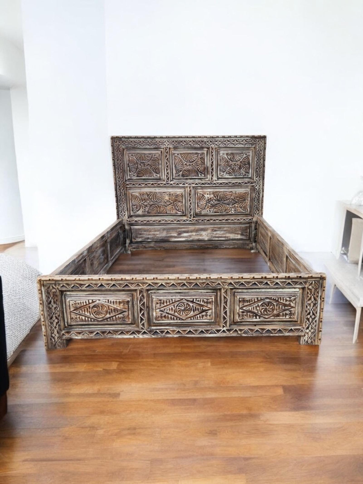 Hand Carved Moroccan Berber Bed - African Touareg Headboard