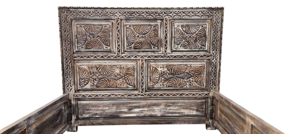 Hand Carved Moroccan Berber Bed - African Touareg Headboard