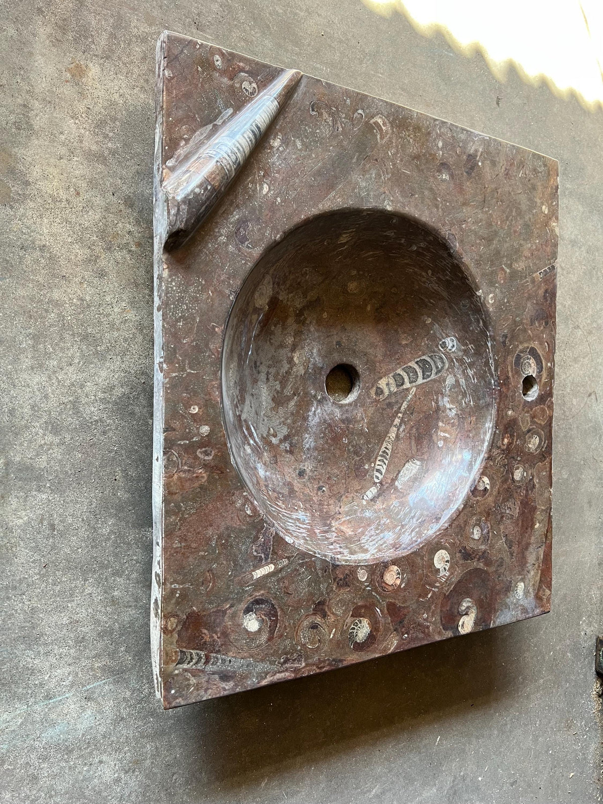 Fossil Marble Sink, Moroccan Sahara Vessel Basin, Unique Design