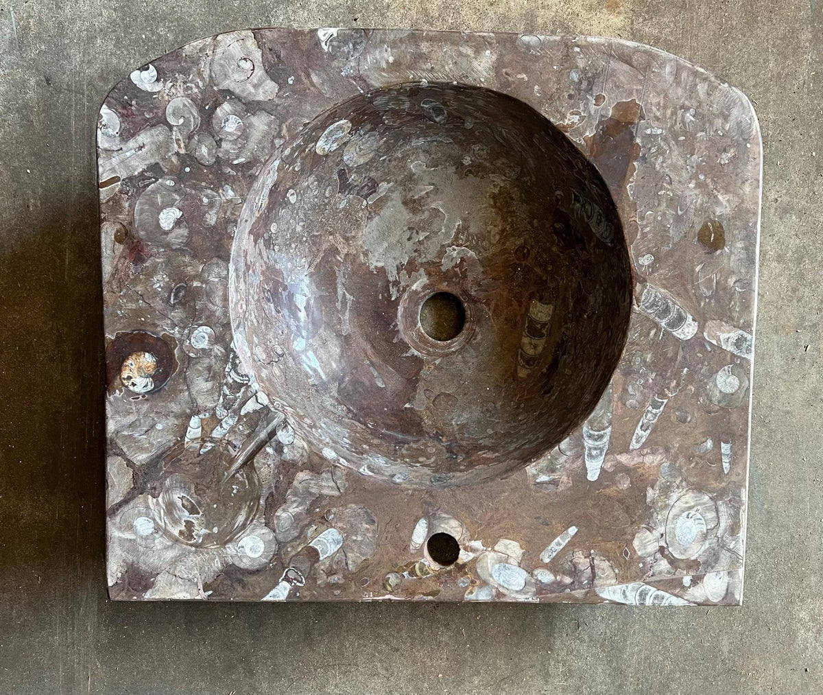 Moroccan Sahara Fossil Marble Sink: One-of-a-Kind Stone Rissani Vessel