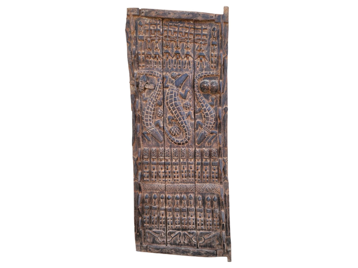 Antique Dogon Door Panel: African Tribal Art, Carved Wood Decor (29x74)