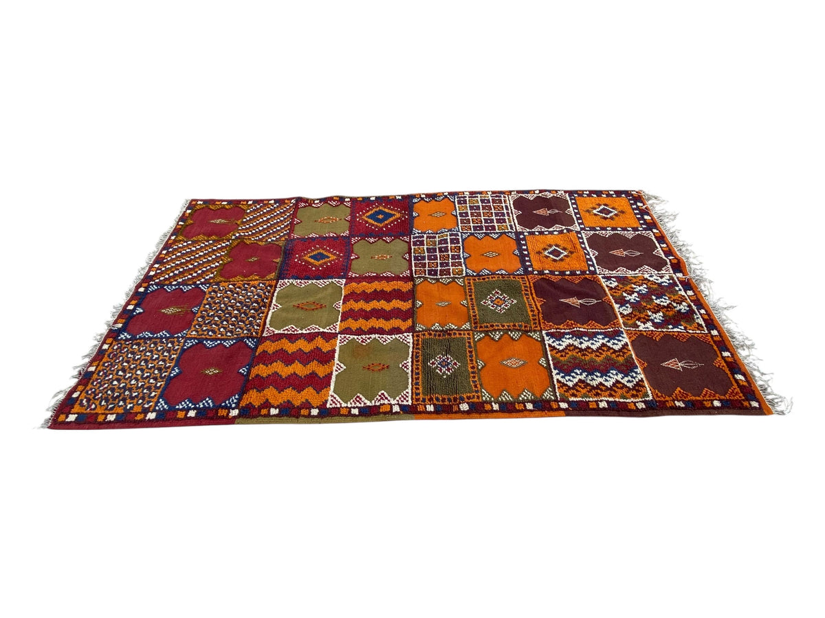 Handwoven Taznakht Berber Patchwork Rug | Vintage Carpet (86" x 47")