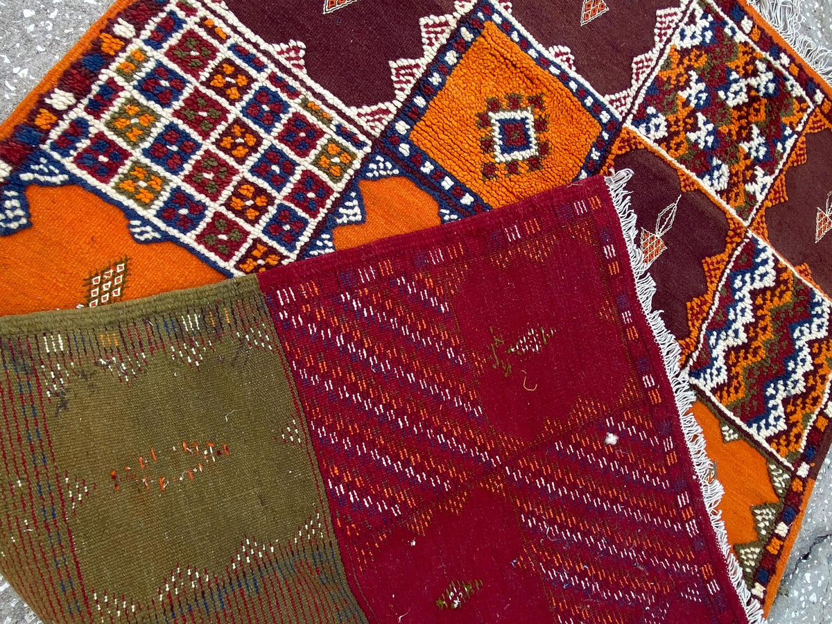 Handwoven Taznakht Berber Patchwork Rug | Vintage Carpet (86" x 47")