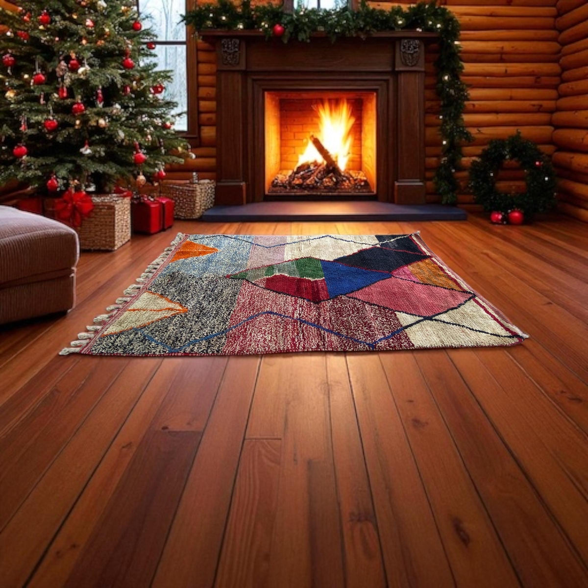Handwoven Moroccan Berber Taznakht Rug | Geometric Wool Carpet