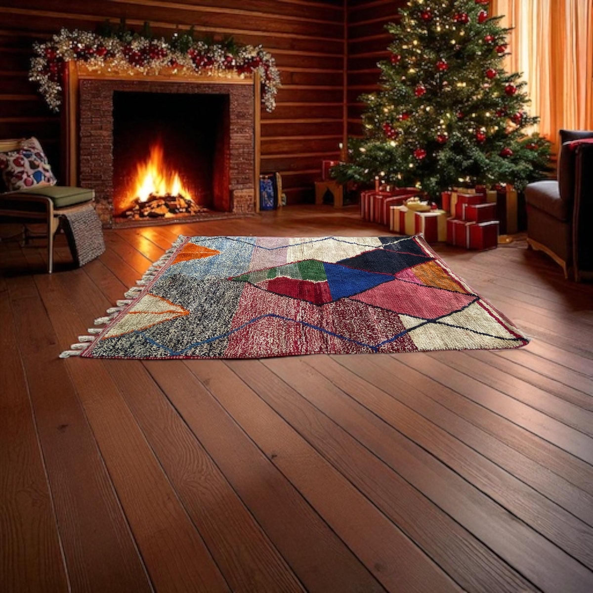 Handwoven Moroccan Berber Taznakht Rug | Geometric Wool Carpet