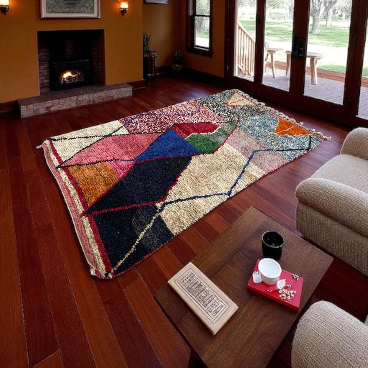 Handwoven Moroccan Berber Taznakht Rug | Geometric Wool Carpet