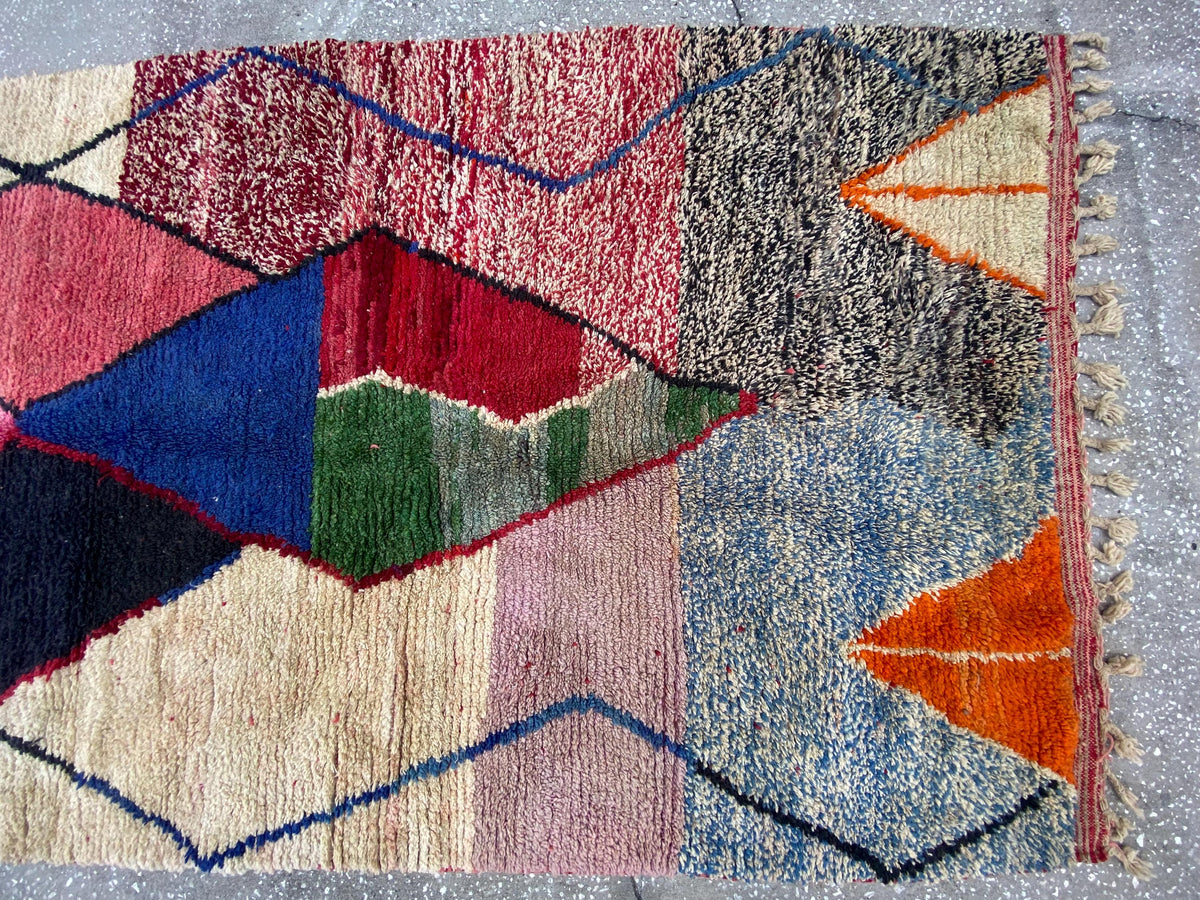 Handwoven Moroccan Berber Taznakht Rug | Geometric Wool Carpet