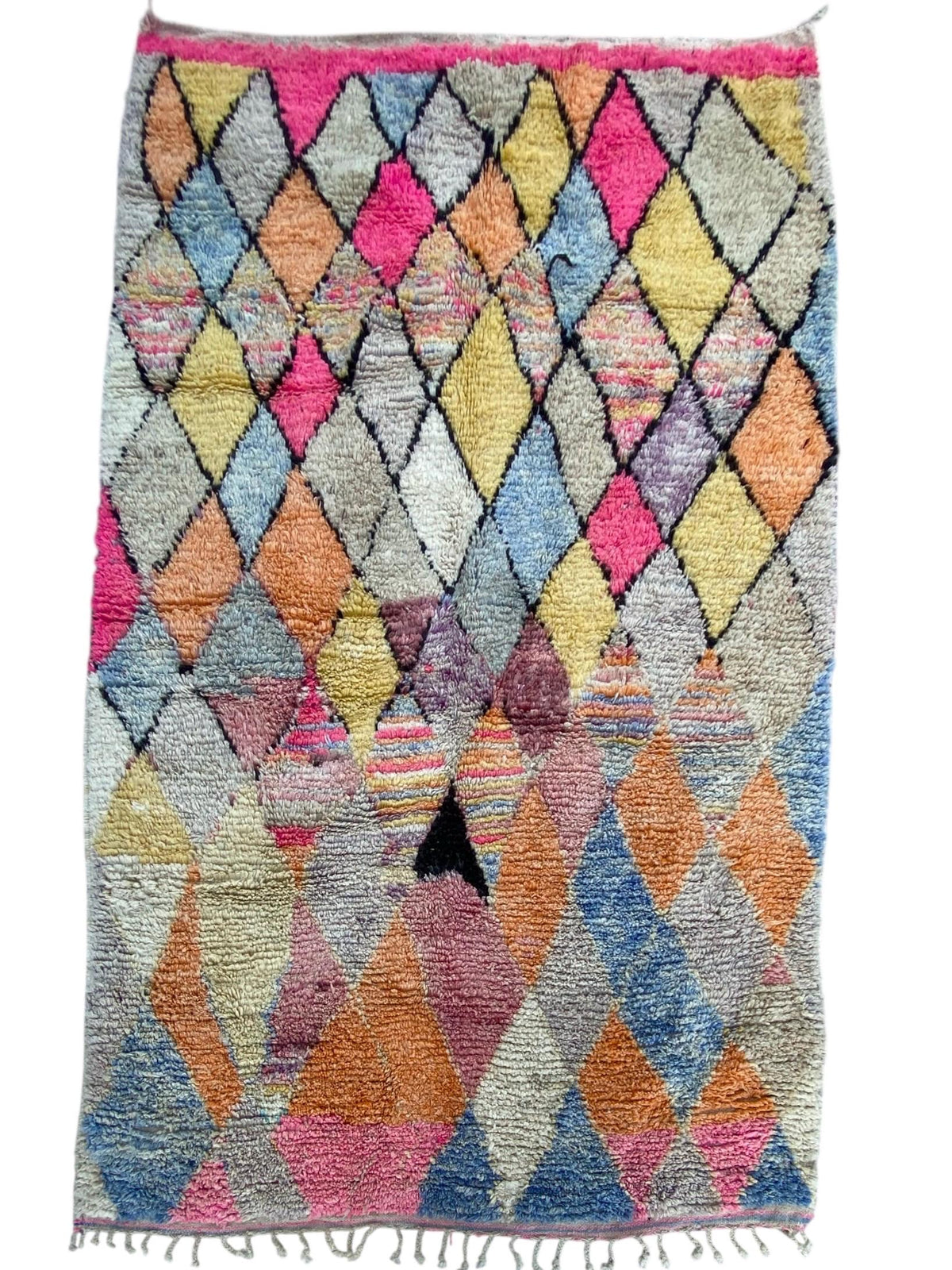 Vintage Moroccan Diamond Berber Rug, Handwoven Wool Carpet