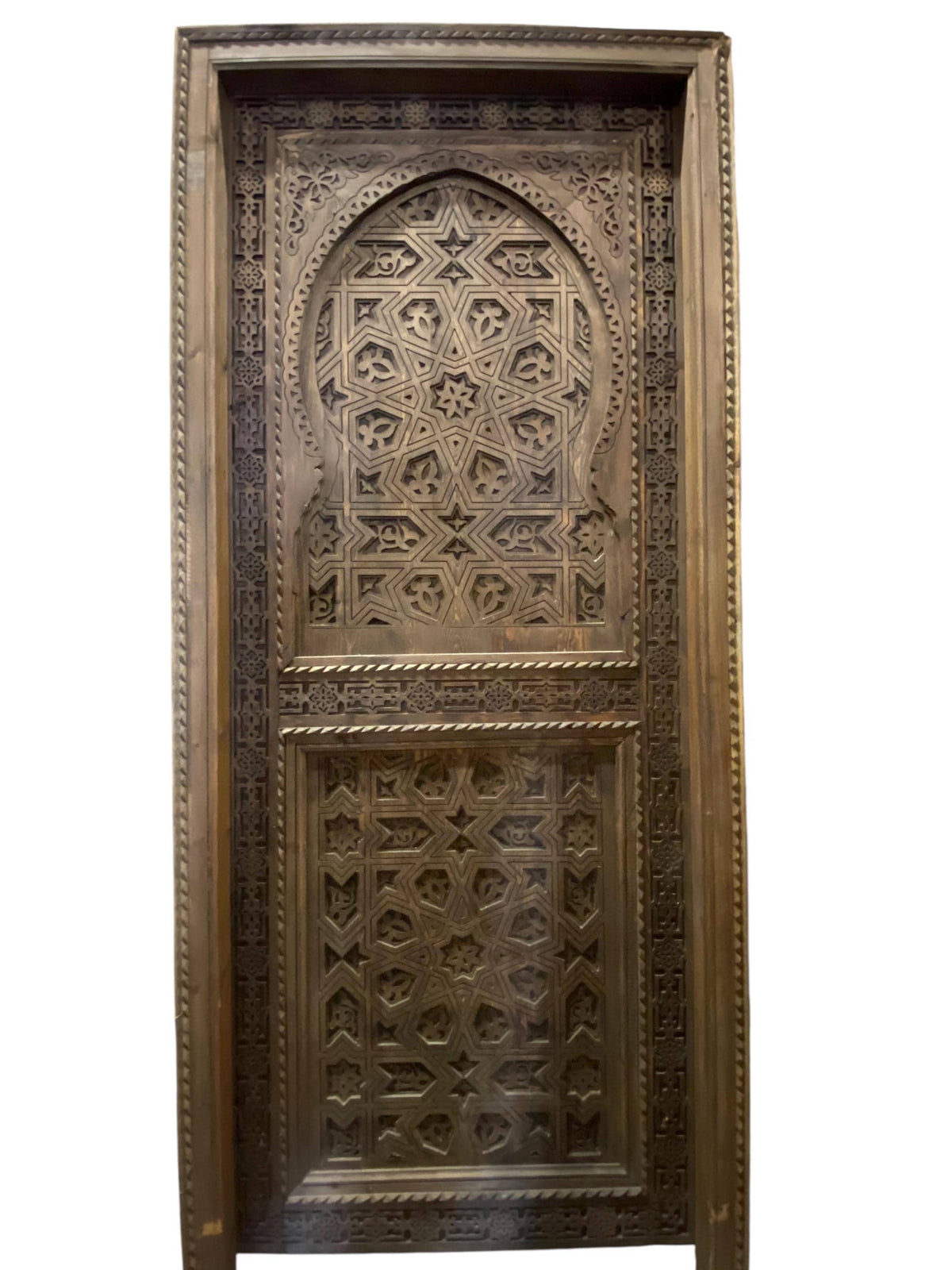 Handmade Carved Cedar Door: Moroccan Andalusian Moorish Style