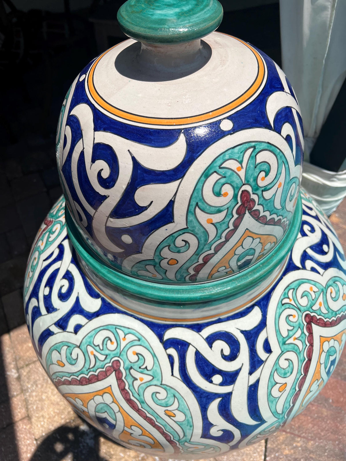Large Hand-Painted Moroccan Pottery Vase: Garden & Living Room Decor (43” x 20.5)”