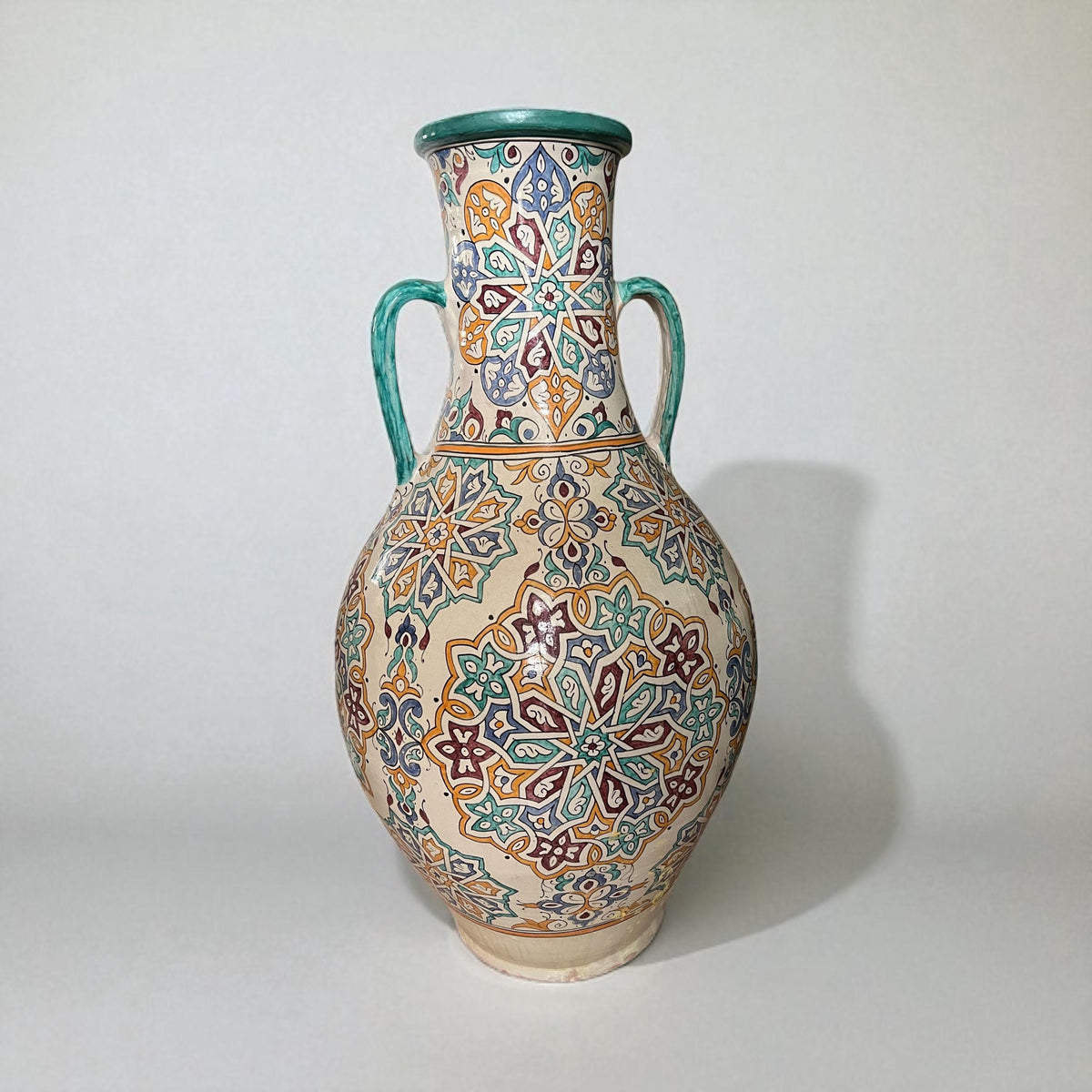 Hand-Painted Moroccan Pottery Vase, Large Andalusian Style