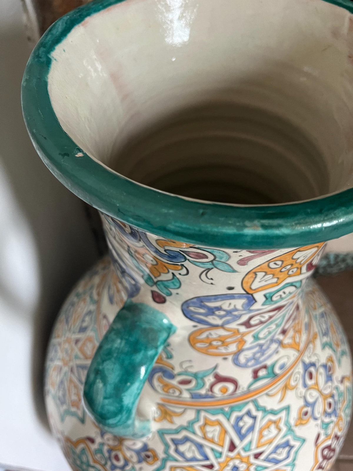 Hand-Painted Moroccan Pottery Vase, Large Andalusian Style