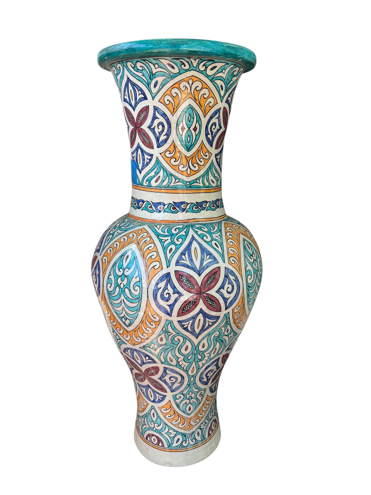 Hand-Painted Moroccan Pottery Vase: Large Urn, Garden Decor