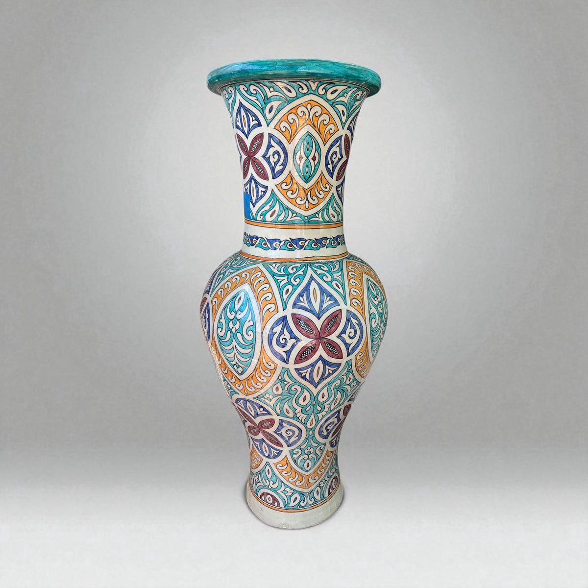Hand-Painted Moroccan Pottery Vase: Large Urn, Garden Decor