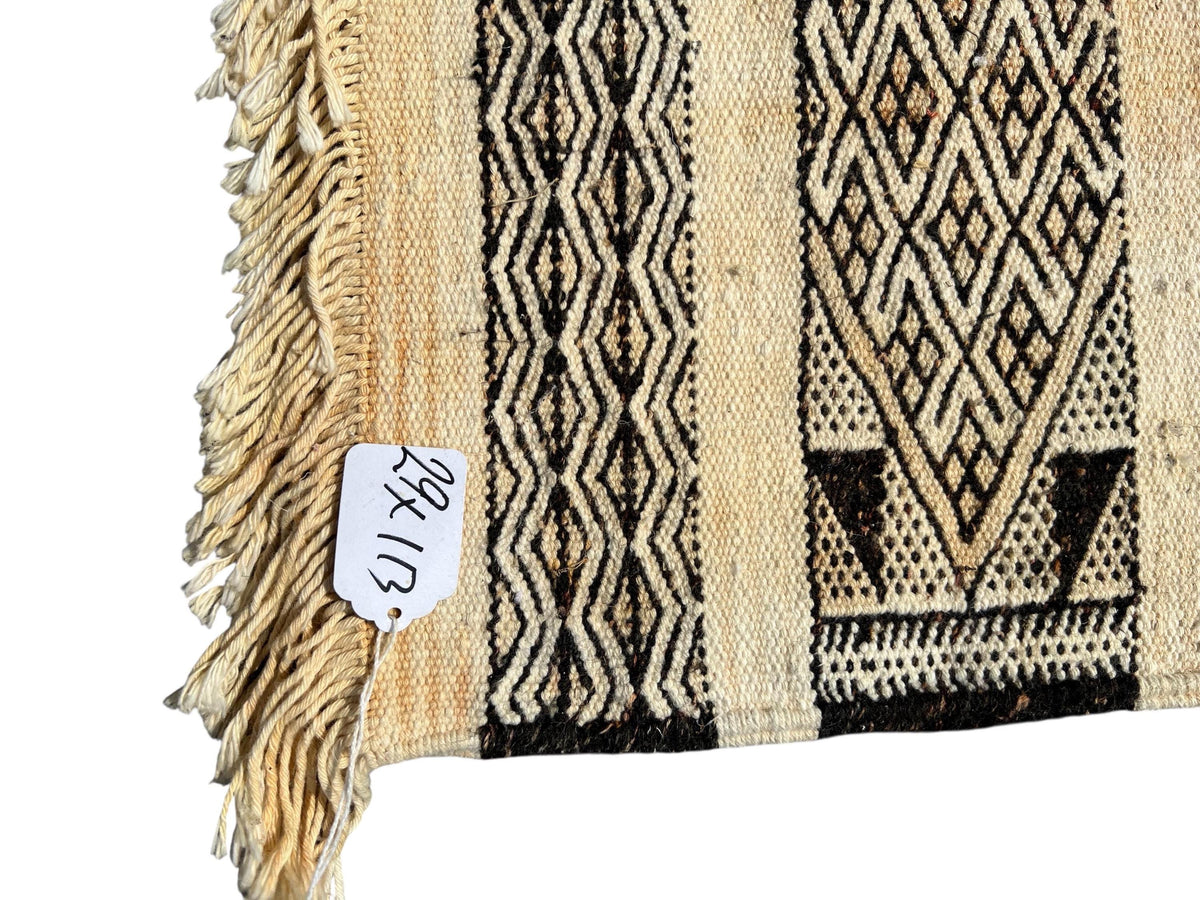 Vintage Berber Kilim Runner Rug, Handwoven Wool (113x29)