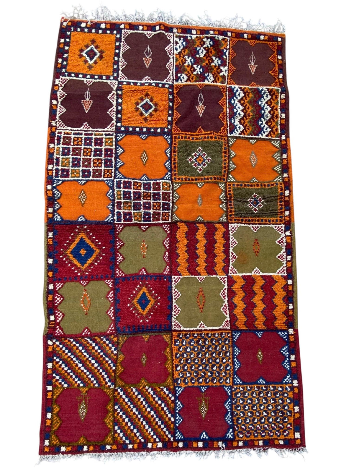 Handwoven Taznakht Berber Patchwork Rug | Vintage Carpet (86" x 47")