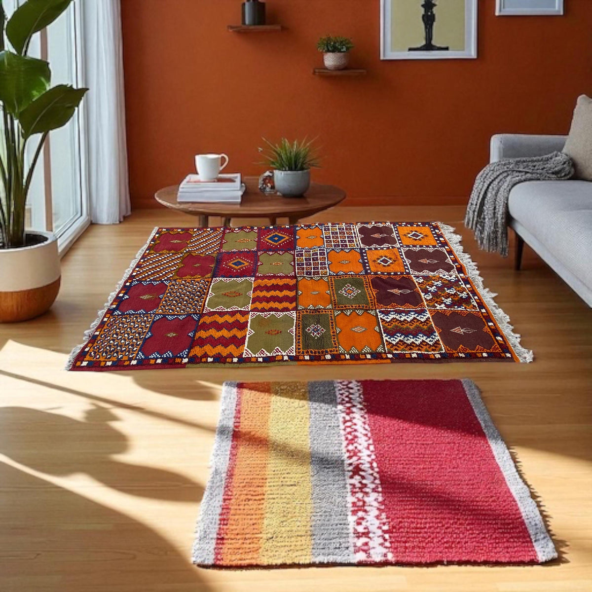Handwoven Taznakht Berber Patchwork Rug | Vintage Carpet (86" x 47")