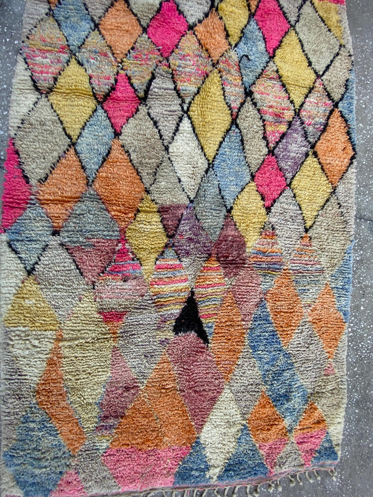 Vintage Moroccan Diamond Berber Rug, Handwoven Wool Carpet