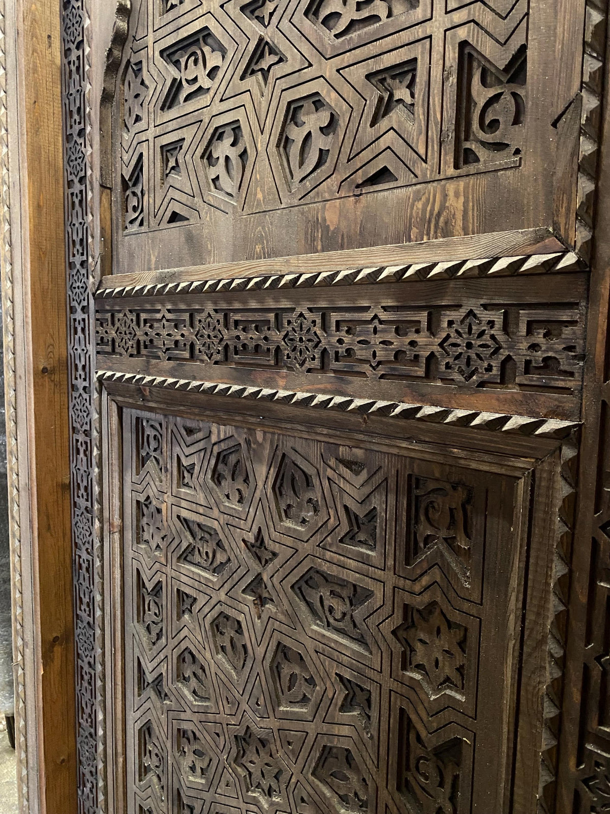Handmade Carved Cedar Door: Moroccan Andalusian Moorish Style