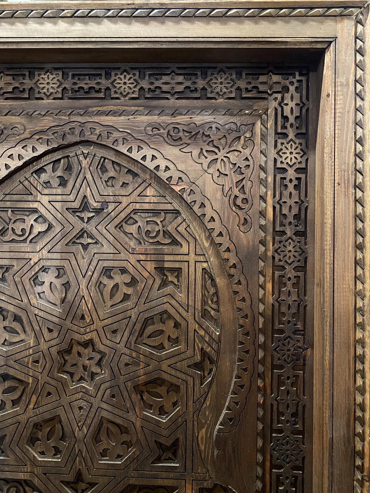 Handmade Carved Cedar Door: Moroccan Andalusian Moorish Style