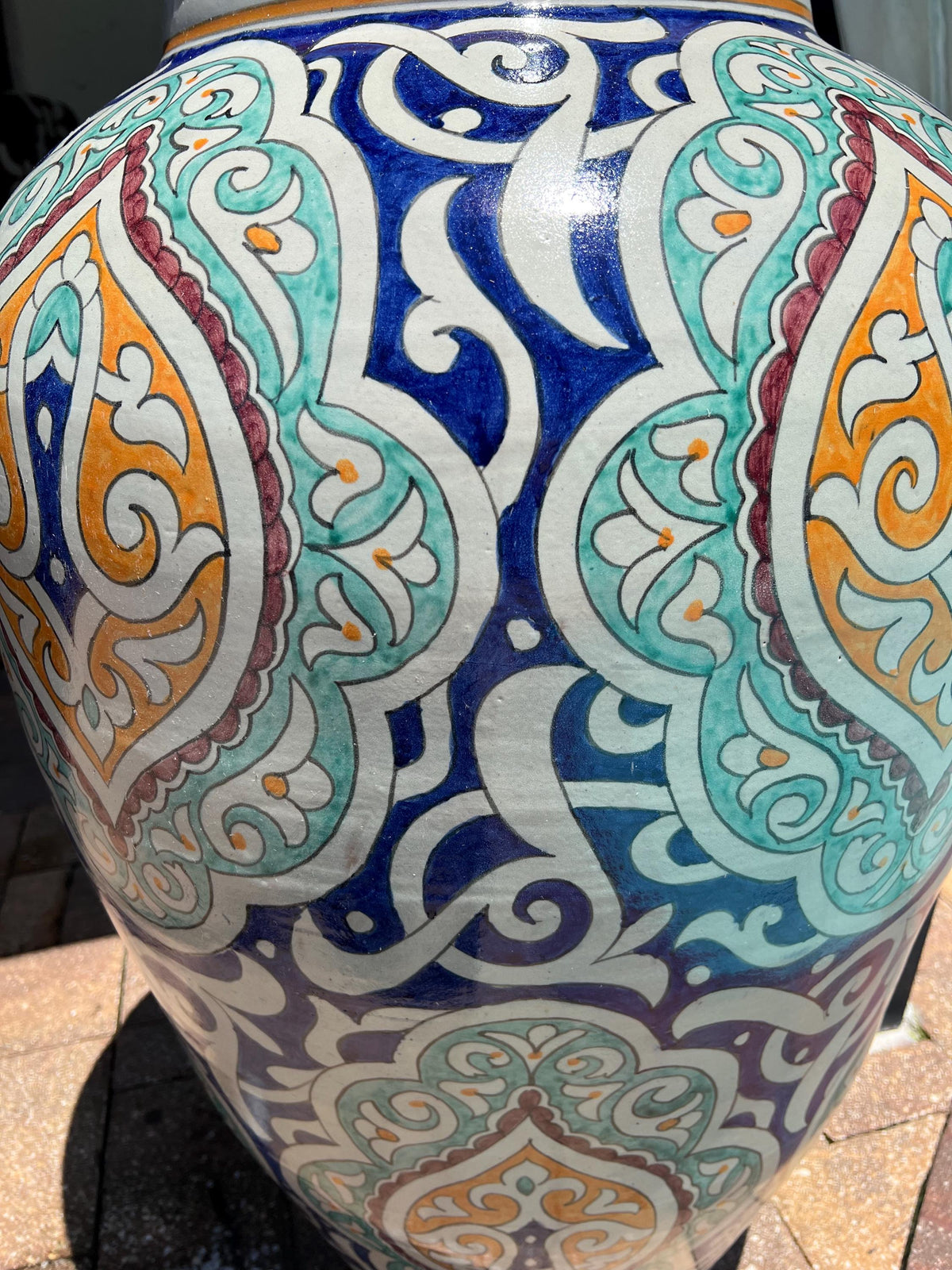 Large Hand-Painted Moroccan Pottery Vase: Garden & Living Room Decor (43” x 20.5)”