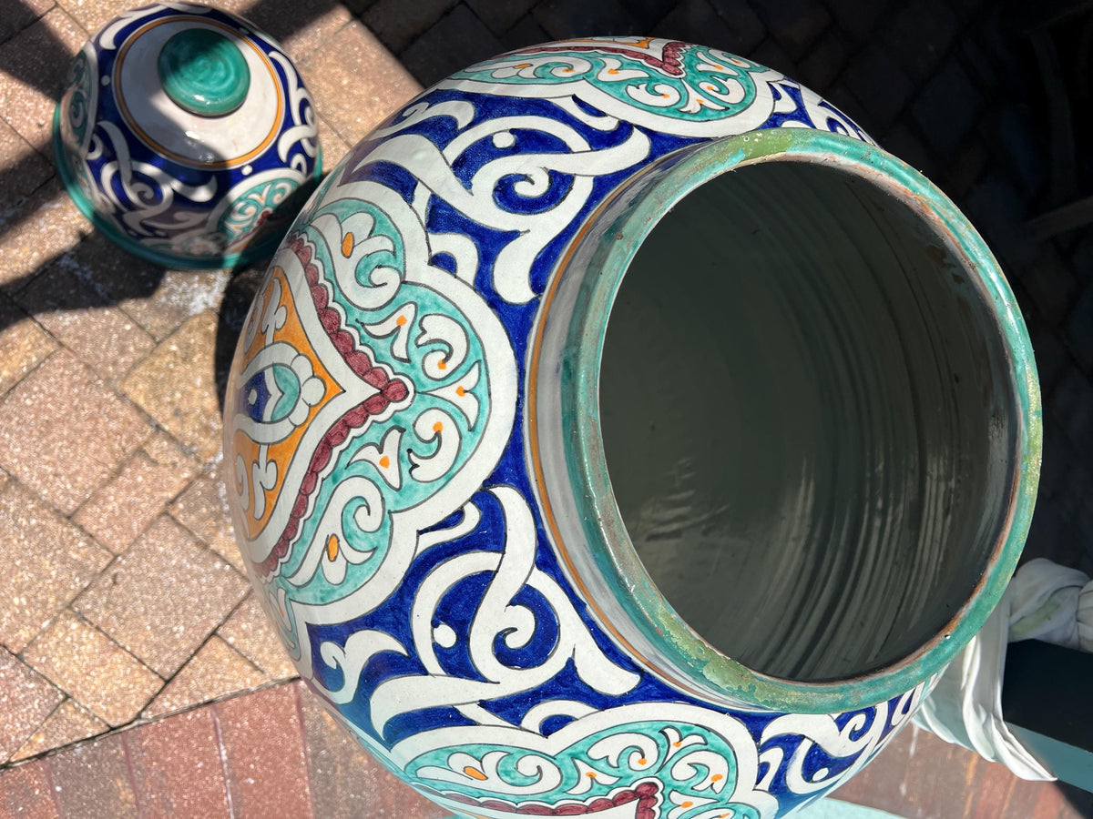 Large Hand-Painted Moroccan Pottery Vase: Garden & Living Room Decor (43” x 20.5)”