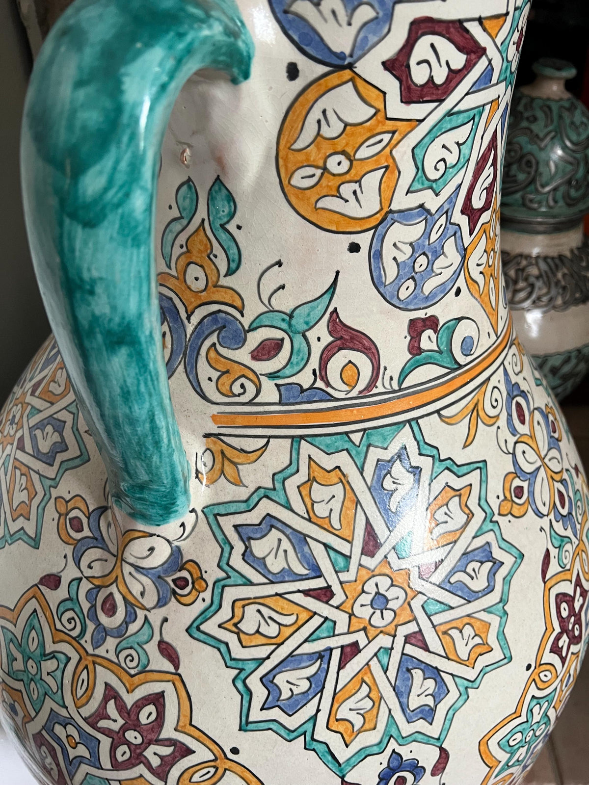Hand-Painted Moroccan Pottery Vase, Large Andalusian Style