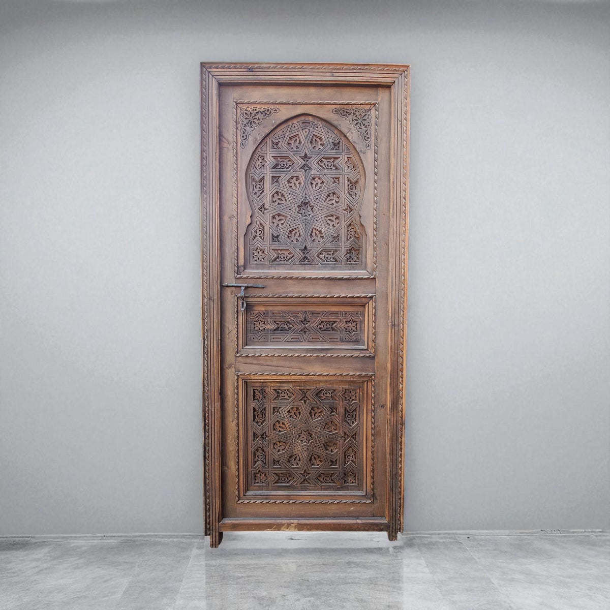 Handmade Carved Cedar Door: Moroccan Andalusian Moorish Design