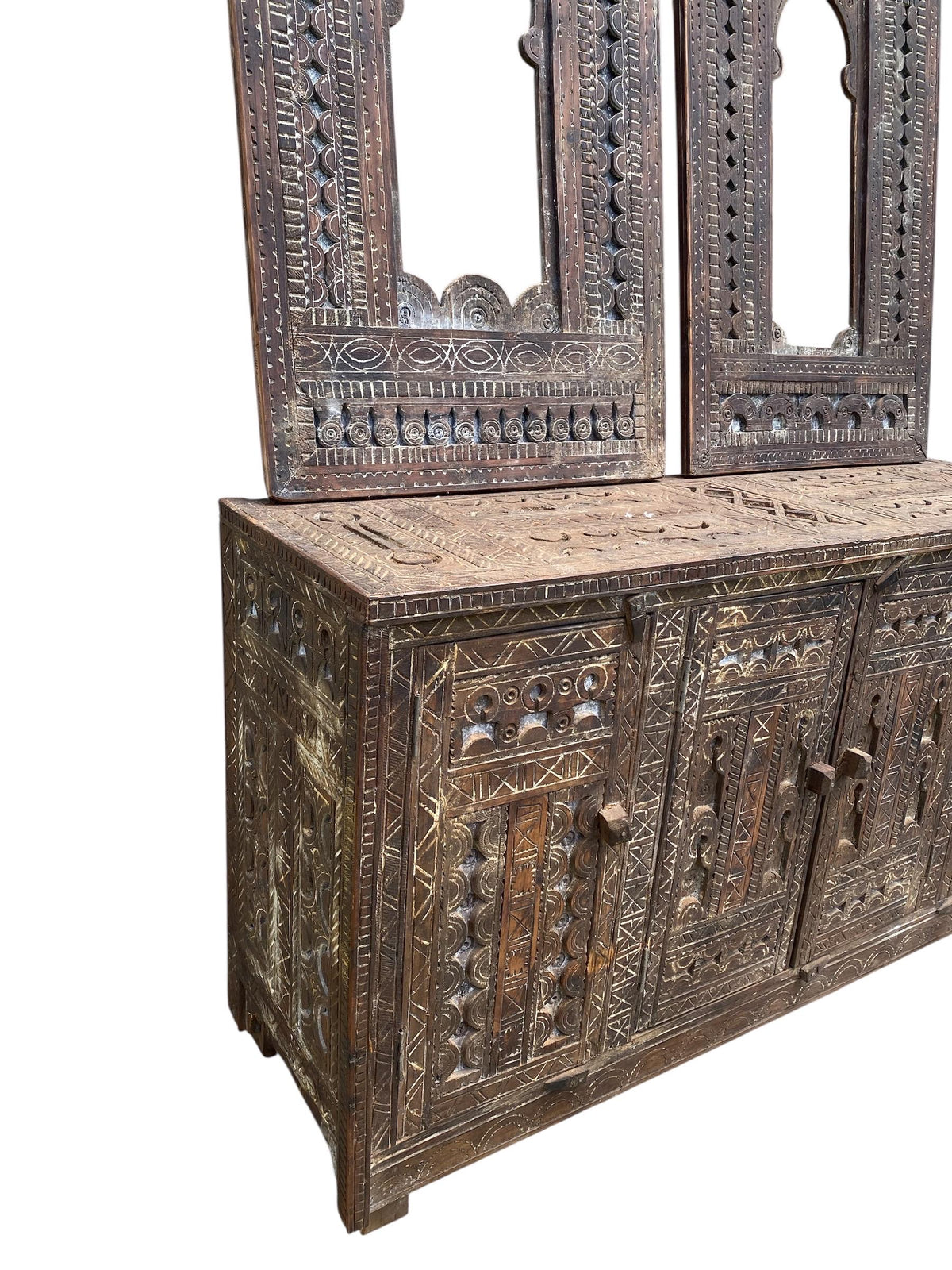 Handmade Moroccan Wooden Cabinet, Ethnic Tribal Credenza