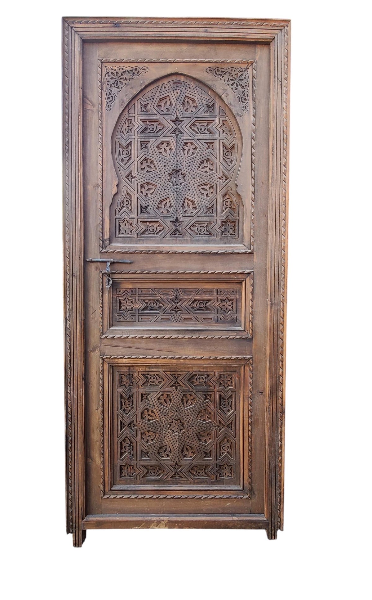 Handmade Carved Cedar Door: Moroccan Andalusian Moorish Design