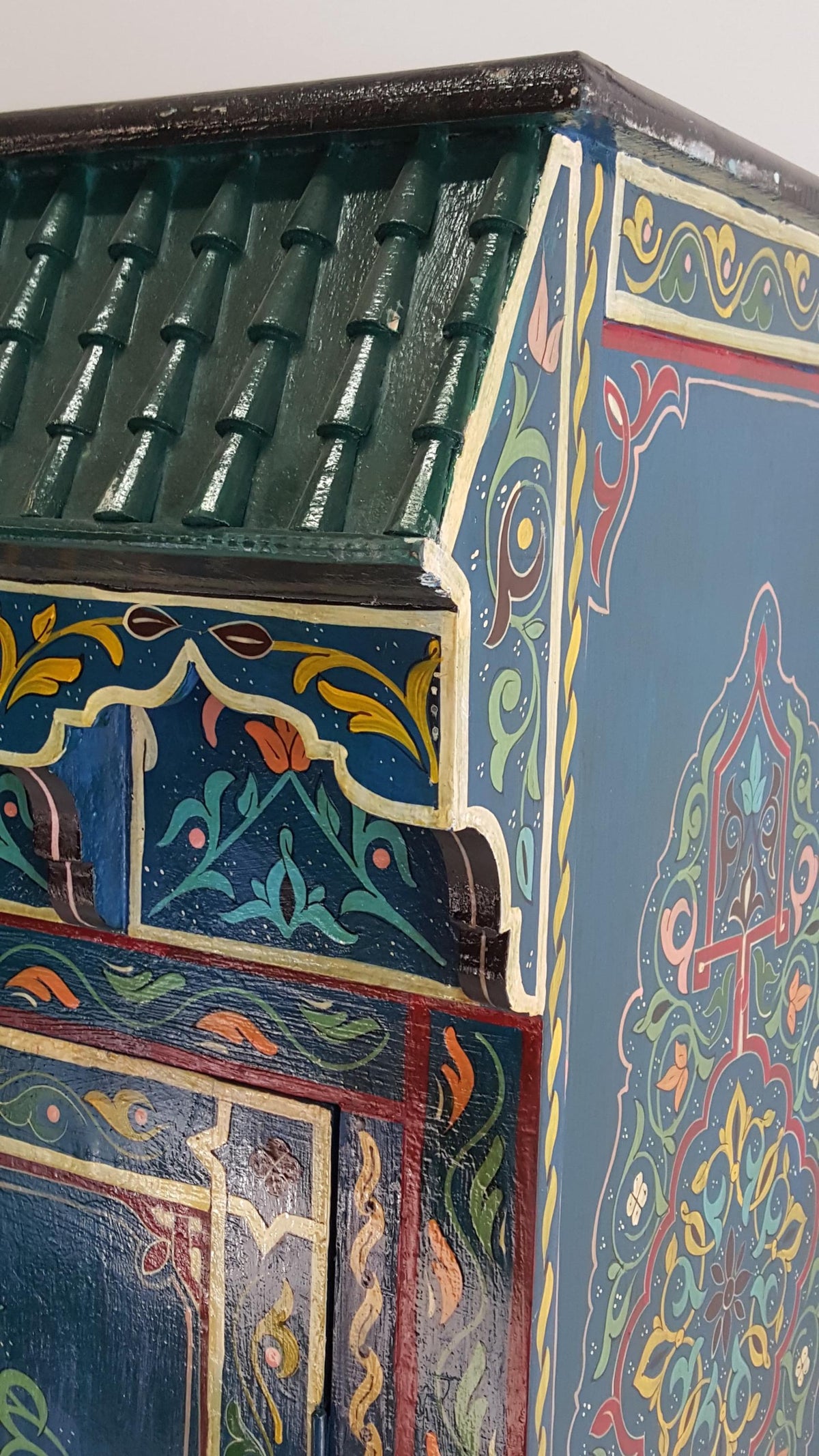 Vintage Hand-Painted Moroccan Armoire, Moorish Bedroom Furniture