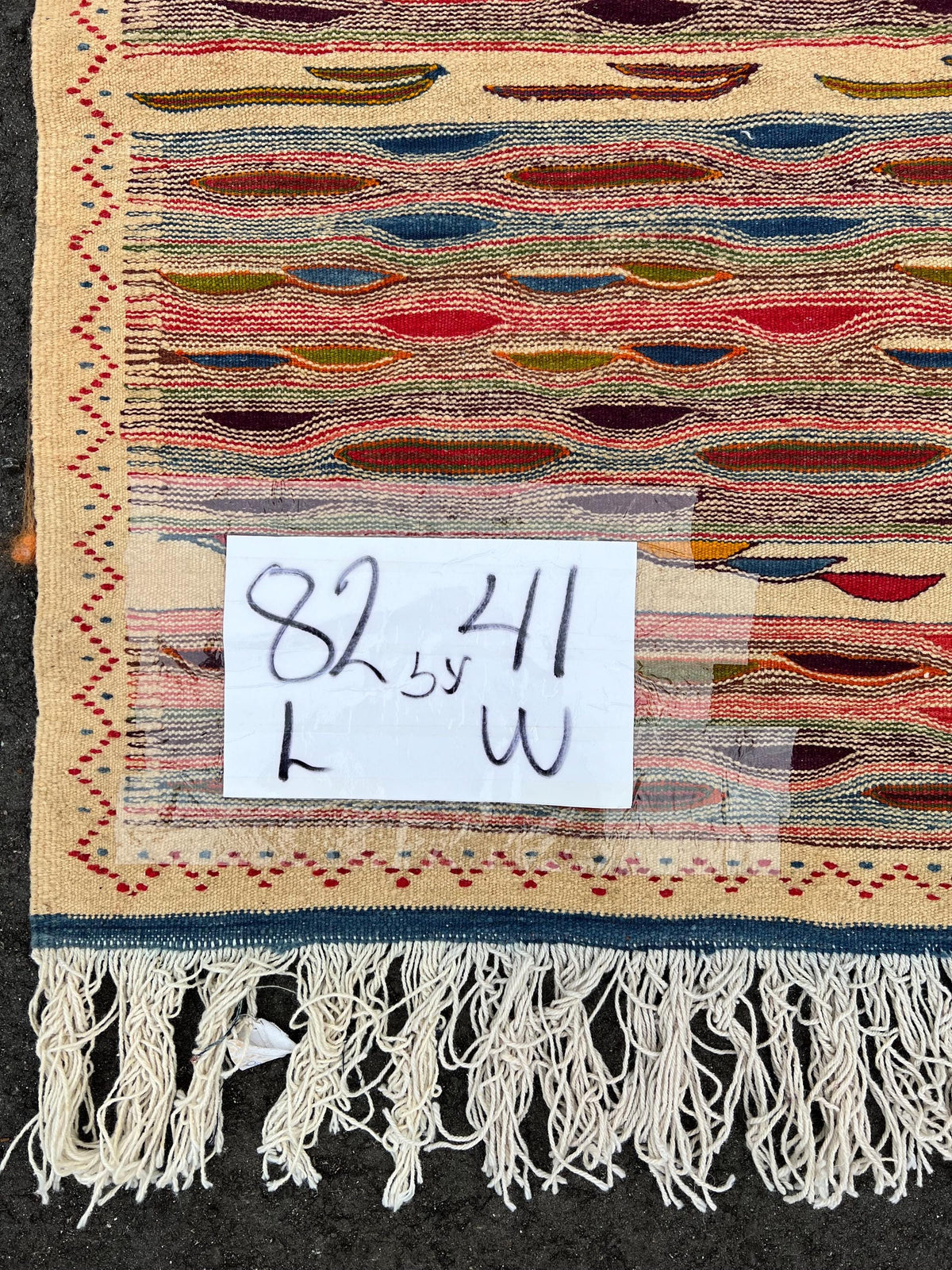 Vintage Berber carpet low pile moroccan  handwoven patchwork rug