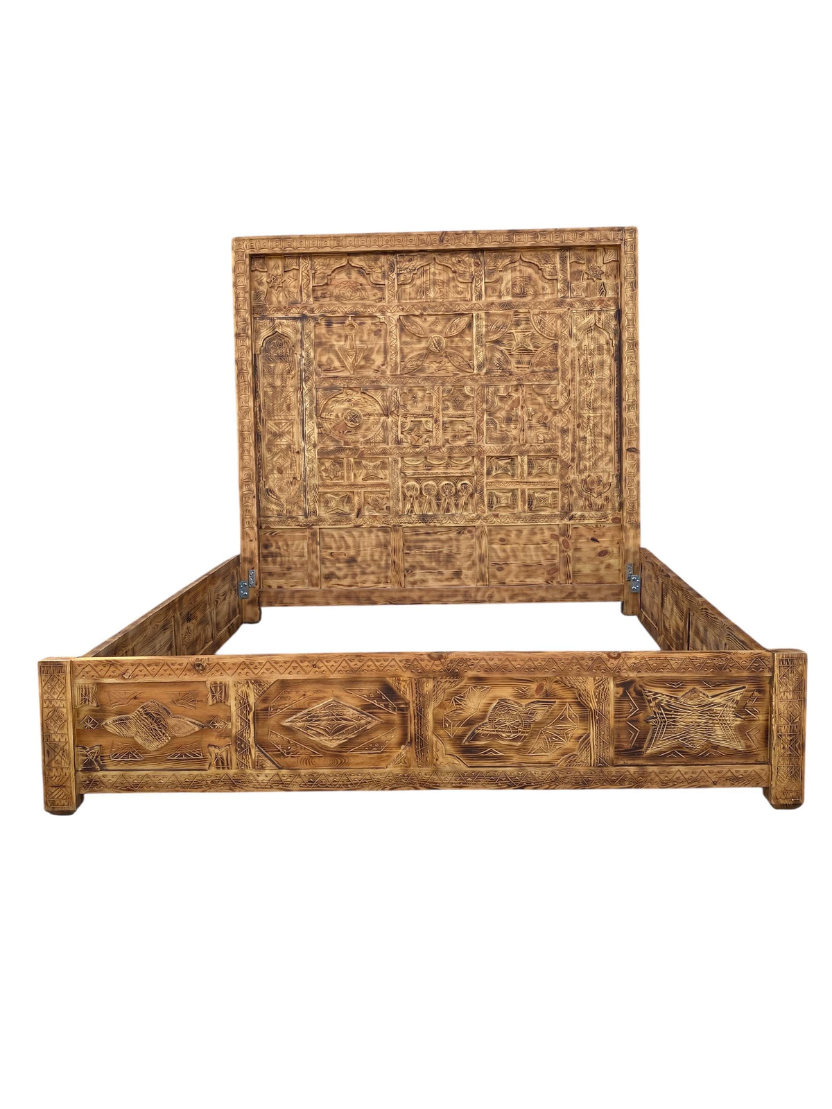 Vintage Hand Carved Touareg Bed: Moroccan Berber Nomad Furniture