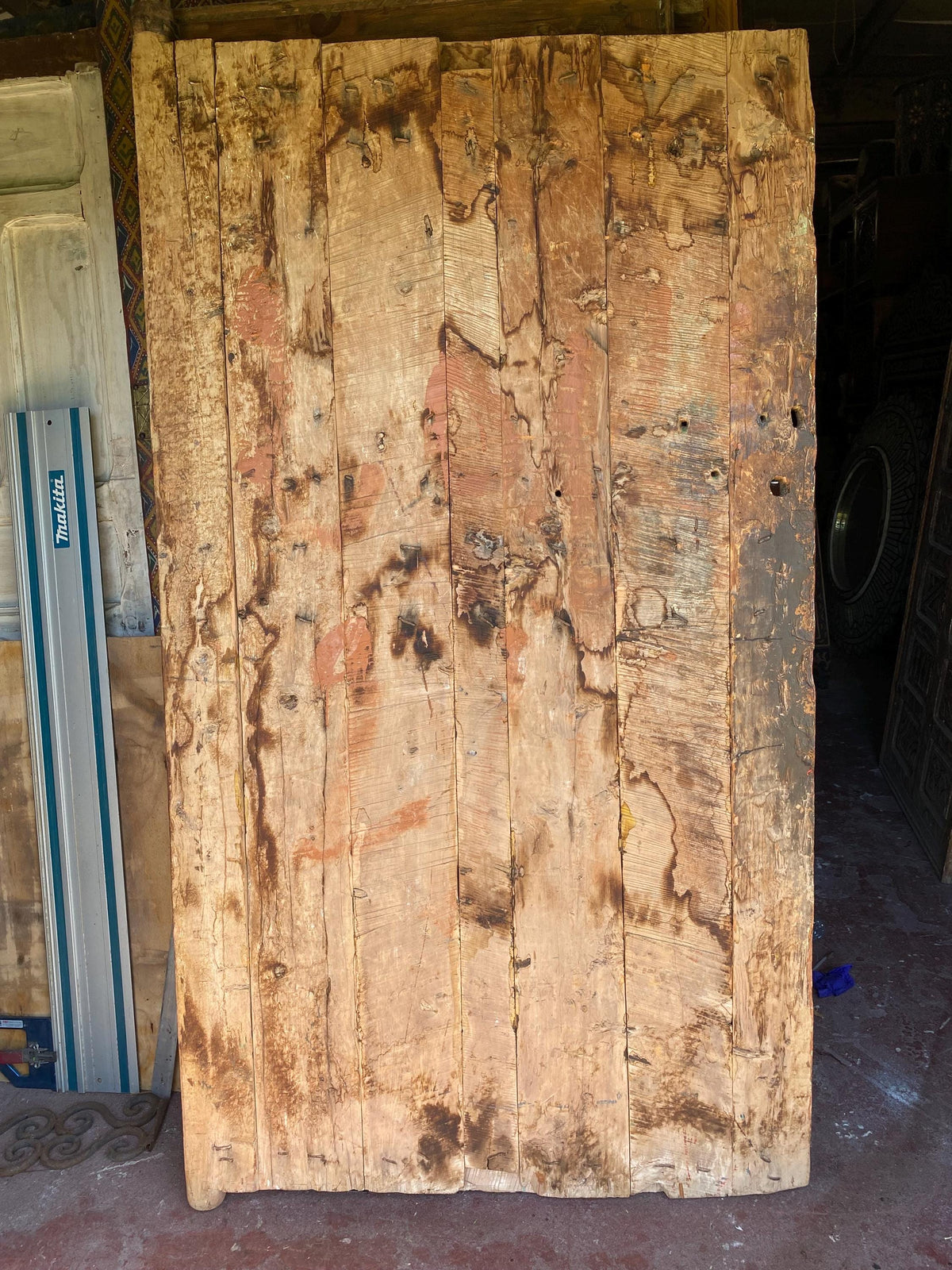 Antique Moroccan Jewish Carved Door, One of a Kind
