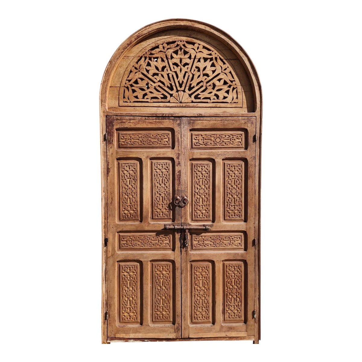 Antique Moorish Carved Door: Moroccan Riad, Handmade Double Door Panel
