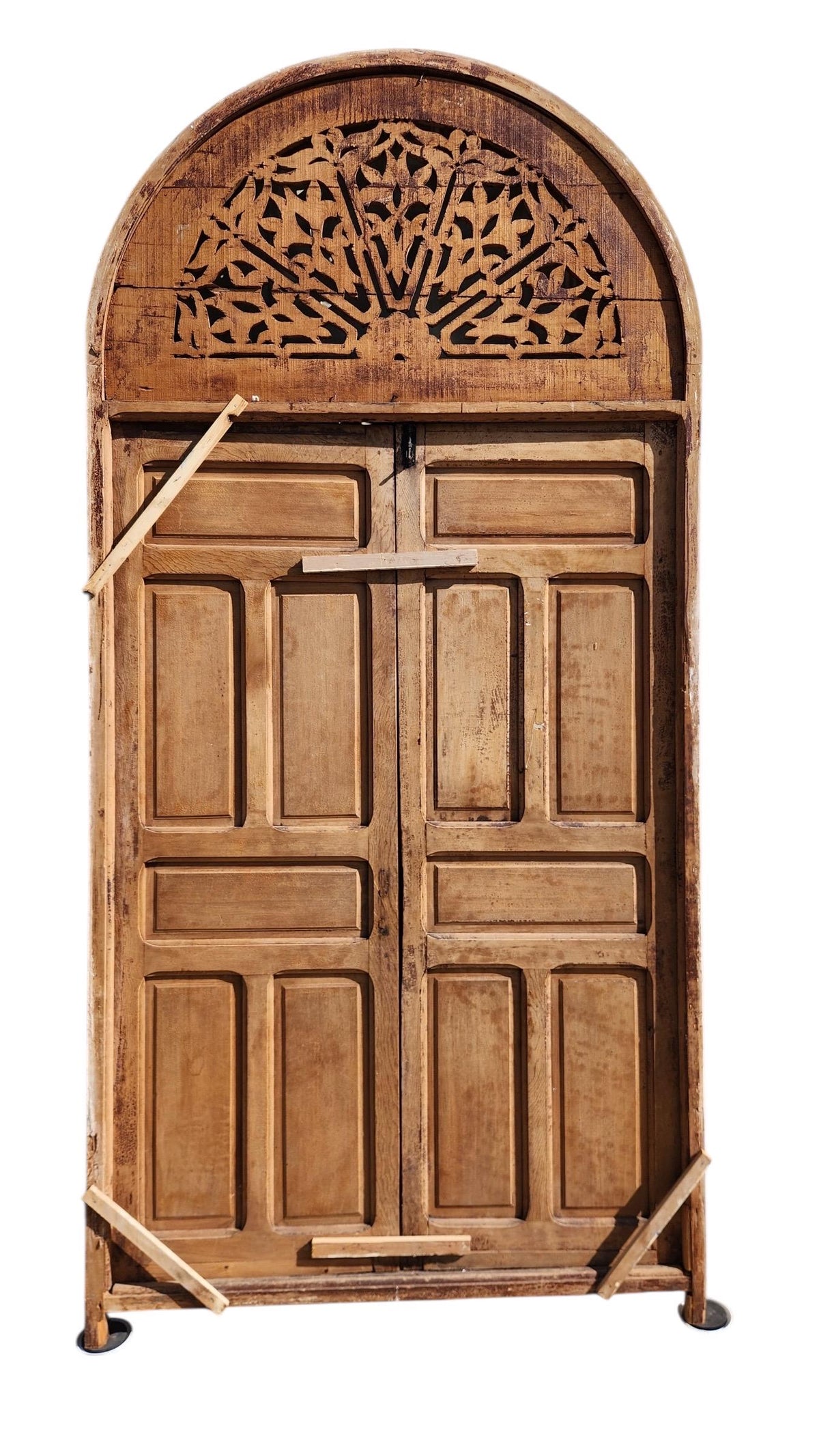 Antique Moorish Carved Door: Moroccan Riad, Handmade Double Door Panel