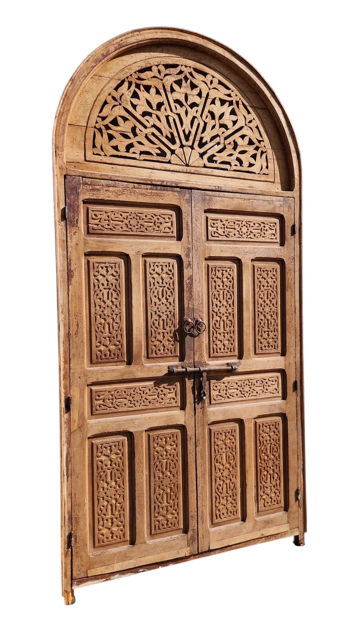 Antique Moorish Carved Door: Moroccan Riad, Handmade Double Door Panel